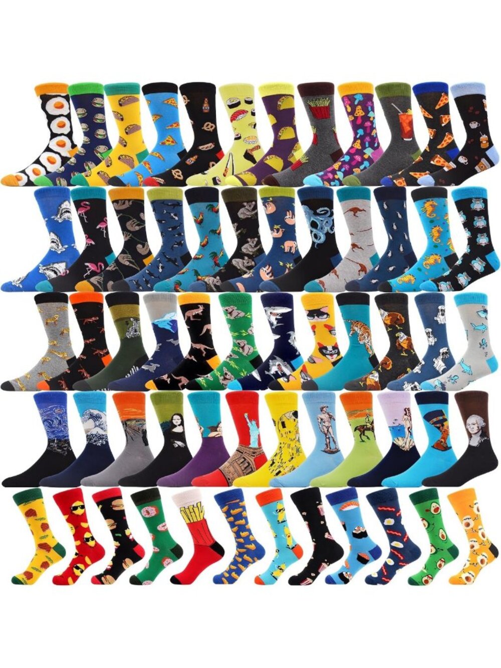 36 Pairs Colorful Crazy Socks - Fun Patterns, Cotton, Bulk Set for All Occasions